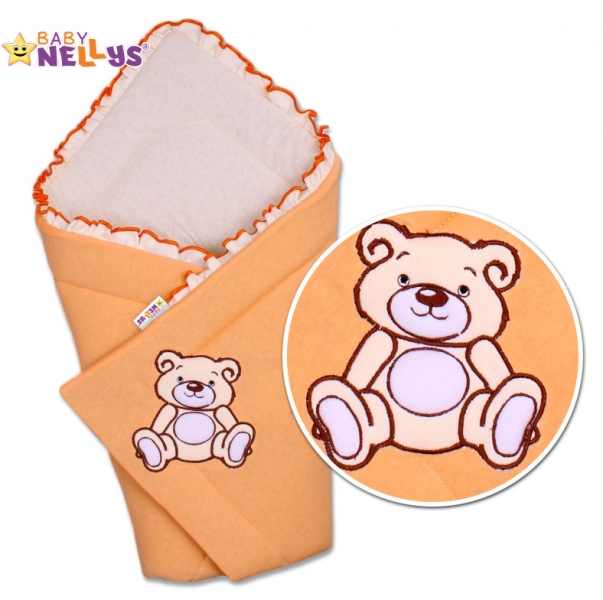 Baby Nellys Zavinovačka Teddy Bear - velúr - losos / marhuľa