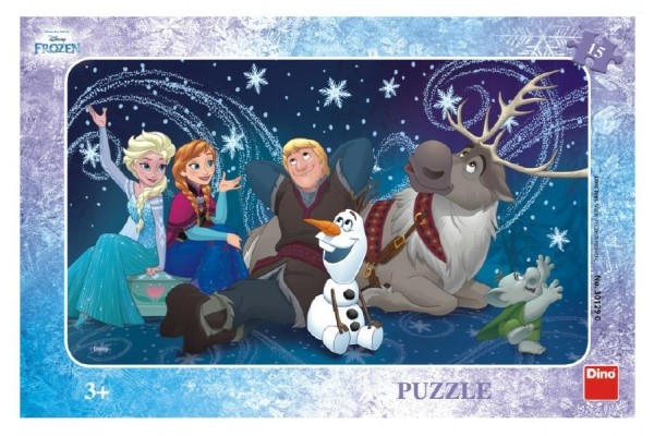 Teddies Puzzle Snehové vločky doskové 15 dielikov Frozen / Ľadové kráľovstvo 30x19cm