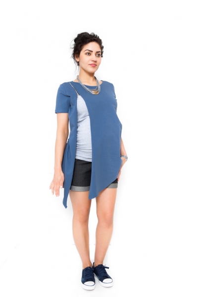 Tehotenské tričko/tunika vhodné aj na dojčenie Aida modrá
