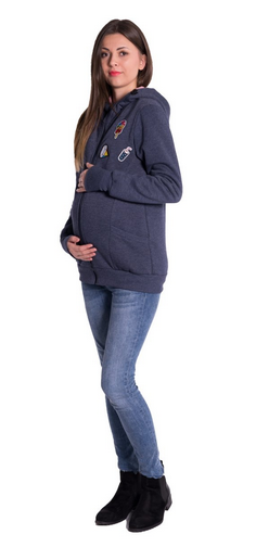 Be MaaMaa Tehotenská a nosiaci mikina - granát jeans-#Velikosti těh. moda;L (40)