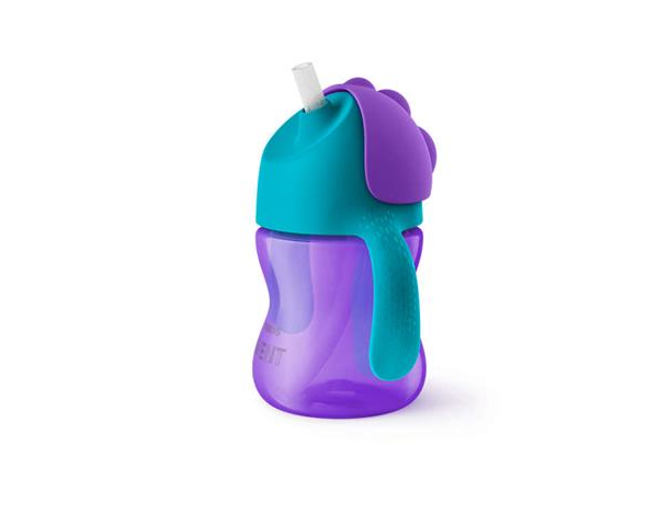 AVENT Hrnček so slamkou 200ml - fialový