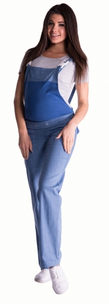 Be MaaMaa Tehotenské nohavice s trakmi - svetly jeans