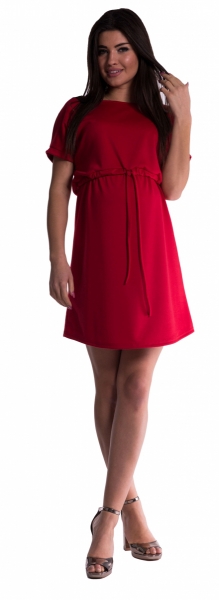 Be MaaMaa Tehotenské šaty s viazaním - červené-#Velikosti těh. moda;XL (42)