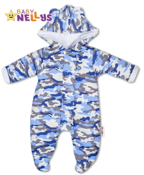 Kombinézka s kapucňu a uškami ARMY Baby Nellys ® sivá, veľ. 68