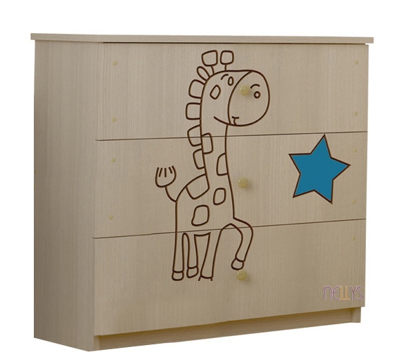 BabyBoo Detská komoda - Žirafka modrá