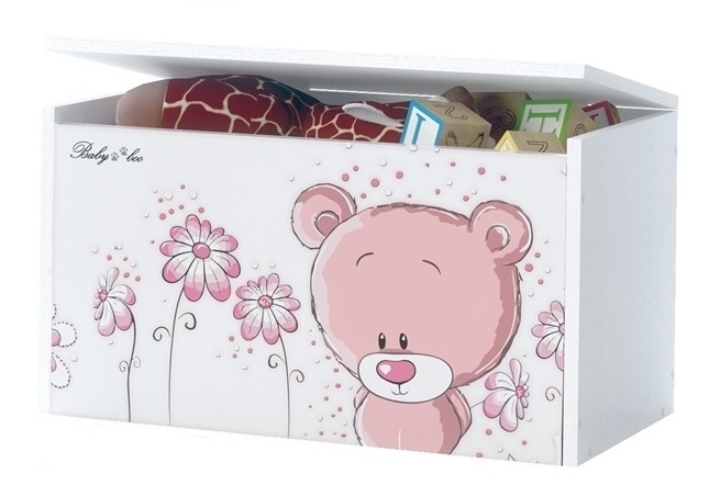 BabyBoo Box na hračky, truhlička Macko STYDLÍN růžový, D19