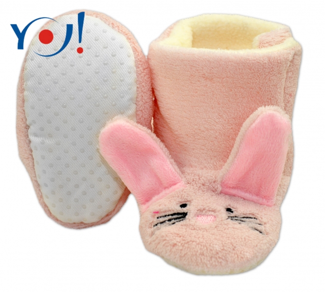 YO ! Zimné topánky/Šľapky polár YO! - králiček - sv. ružové-#Velikost koj. oblečení;80-86 (12-18m)