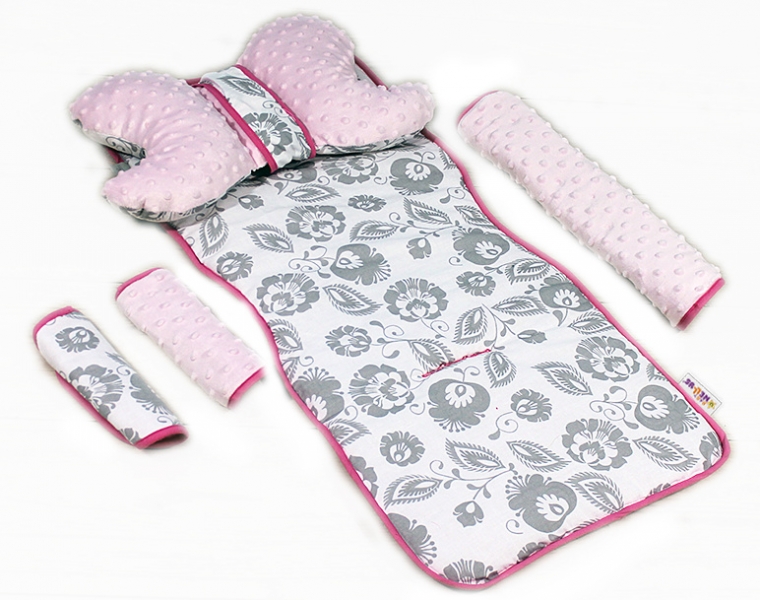 Baby Nellys Komplet do kočíka - podložka, polštářek, potah na popruhy a barierku č. 7