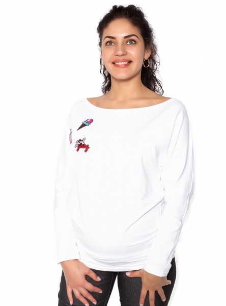 Tehotenské tričko s aplikáciou - biele