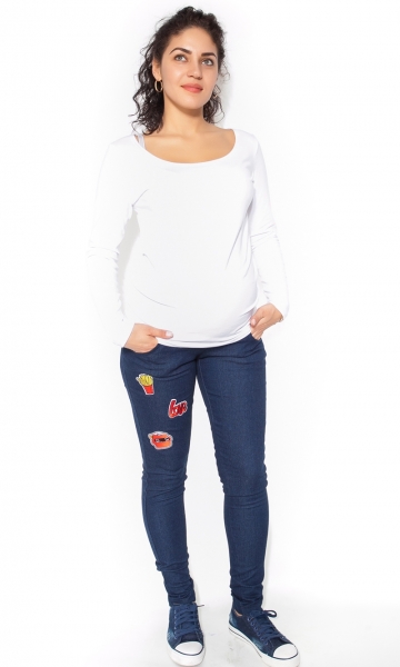 Be MaaMaa Tehotenské nohavice / jeans s aplikacjou TOP