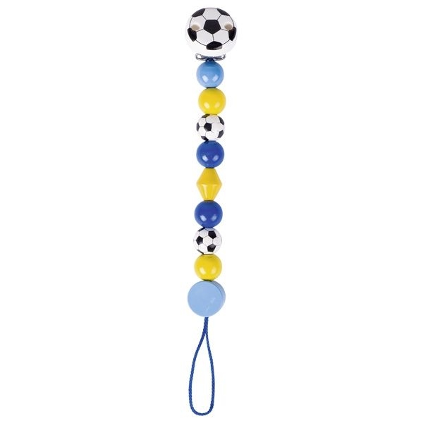 Goki Drevená retiazka na cumlík 17 cm - Futbalová lopta (DREVENá RETIAZKA NA CUMLíK - 1KS -FUTBALOVá)