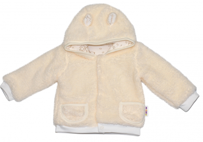Chlpáčkový kabátik, mikinka Baby Nellys ® - smotanový - veľ. 98