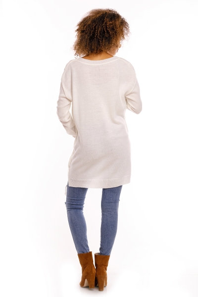 Tehotenský pulóver MAMI - biela