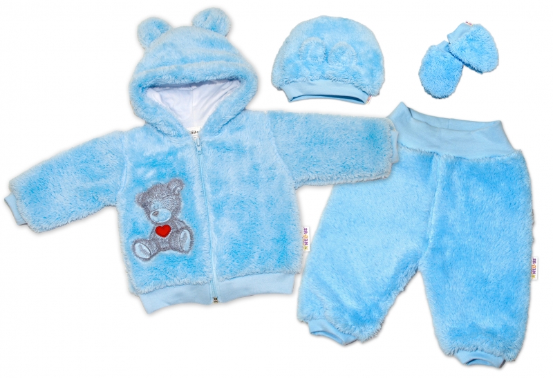 Kojenecká súprava Welsoft Teddy vel. 68 - modrý