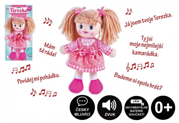 Teddies Babika Terezka hadrová plyš 30cm česky mluvící na kartě