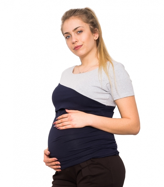 Tehotenské a dojčiace tričko Jane - granát/šedá