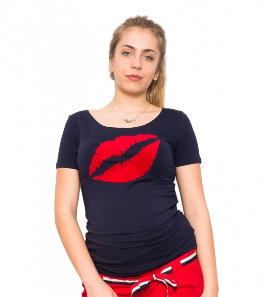 Be MaaMaa Tehotenské triko/halenka - Ústa, granát, vel. XL-#Velikosti těh. moda;XL (42) (FARBA:)