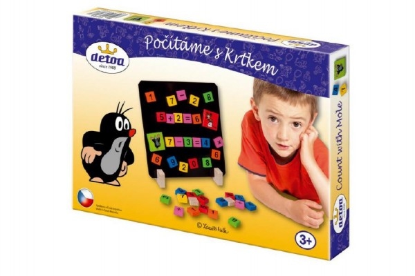 Teddies Magnetické Počítame s Krtkom drevo 40ks v krabici 27x19x3,5cm