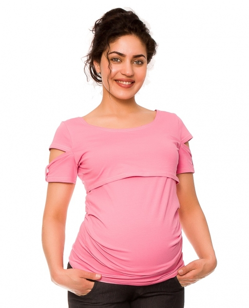 Tehotenské a dojčiace tričko Lena - ružové