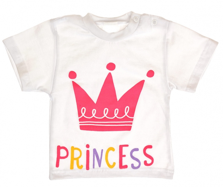 MBaby Bavlnené tričko vel. 80 - Princess korunka - biele