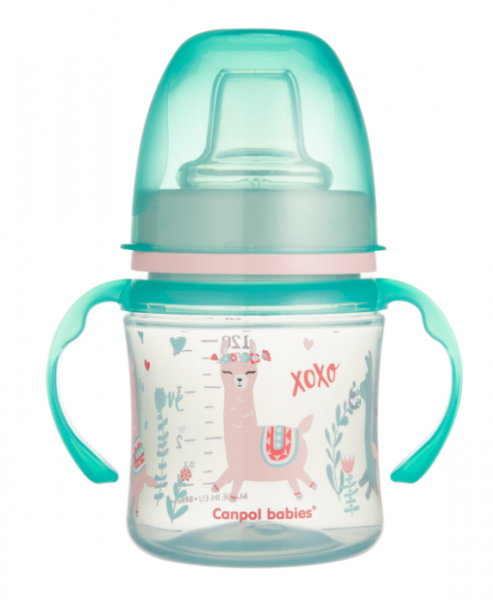 Canpol babies Nevylévací hrnček EasyStart - Zvieratká - zelená