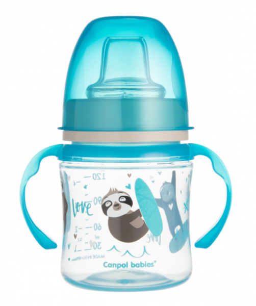 Canpol babies Nevylévací hrnček EasyStart - Zvieratka - modrý