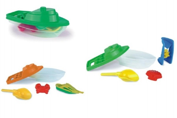 Teddies Lodička + Sada na piesok plast 36cm asst 2 farby v sieťke