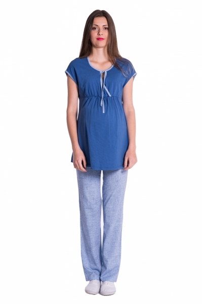 Be MaaMaa Tehotenské, dojčiace pyžamo - jeans/modrá, roz. XL-#Velikosti těh. moda;XL (42)