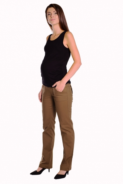 Bavlnené, tehotenské nohavice s vreckami - khaki veľ. L, XXXL