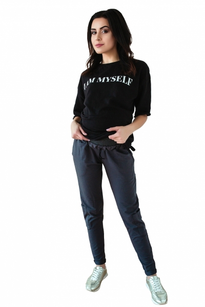 Be MaaMaa Tehotenské tepláky/nohavice slim - grafit-#Velikosti těh. moda;XS (32-34)