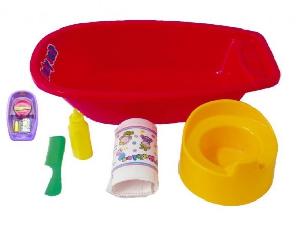Teddies Vanička + nočník, plienka s doplnkami plast 40x9,5cm asst 2 farby