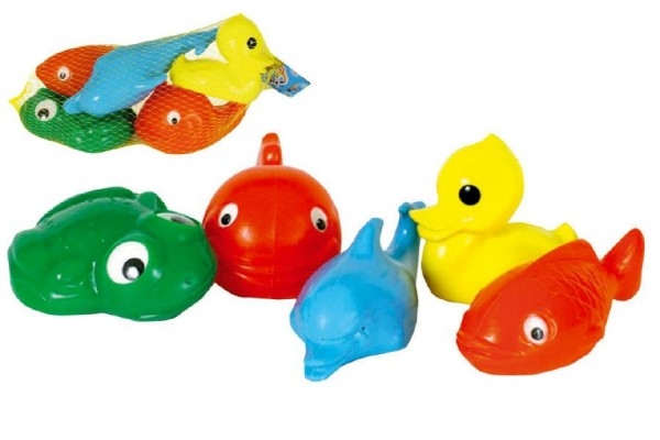 Teddies Sada zvieratká do vane plast 5ks v sieťke 30x15x8cm 12m +