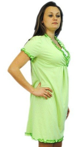 Be MaaMaa Tehotenská, dojčiace nočná košeľa s volánikom - sv. zelená, vel´. L/XL-#Velikosti těh. moda;L/XL