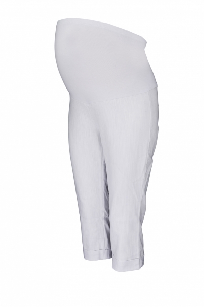Be MaaMaa Tehotenské 3/4 nohavice s elastickým pásom - biele, vel´. XXXL (FARBA: BIELA, VEL´. XXXL -)