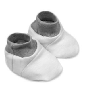 Baby Nellys Topánočky /ponožtičky, Little prince/princess Bavlna - biele so sivým lemom-#Velikost koj. oblečení;56-68 (0-6 m)