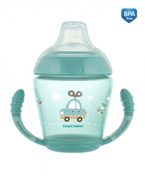 Canpol babies Nevylévací hrnček Toys - tyrkysový