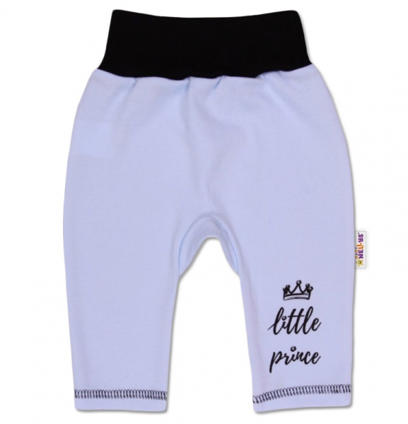 Baby Nellys Bavlnené tepláčky, Little Prince - modré-#Velikost koj. oblečení;56 (1-2m)