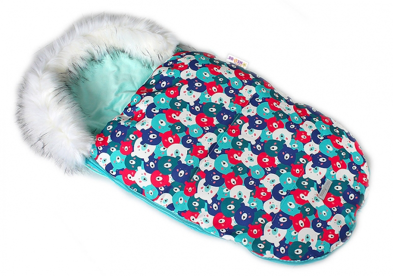 Baby Nellys Fusak, spacáček 105x55 Velvet Winter Lux - Farebné medvedíky