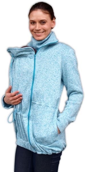 Nosiaci fleecová mikina - pre nosenie dieťaťa vpredu aj vzadu - tyrkys. melírek,vel. M/L-#Velikosti těh. moda;M/L