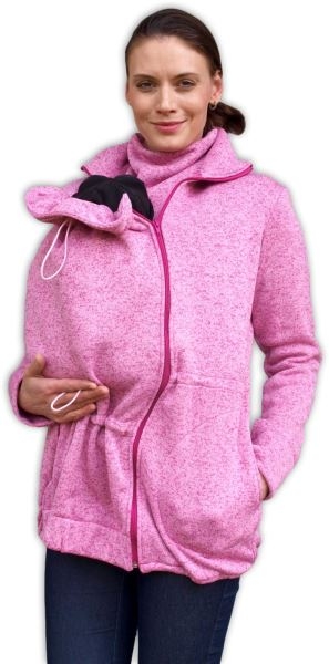 JOŽÁNEK Nosiaci fleecová mikina - pre nosenie dieťaťa vo predu - růžový melír-#Velikosti těh. moda;S/M