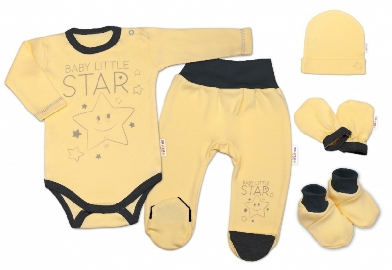 Baby Nellys Súpravička do pôrodnice Baby Little Star - žltá-#Velikost koj. oblečení;56 (1-2m)