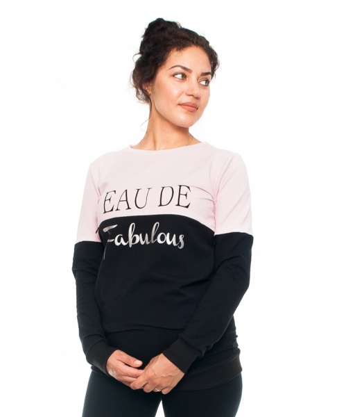 Be MaaMaa Tehotenské a dojčiace triko/mikina Fabulous, dlhý rukáv, čierno-ružová, veľ. XL-#Velikosti těh. moda;XL (42) ()