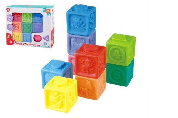 Teddies Gumové kocky 9ks 5x5cm v krabici 23x21x6cm 18m +