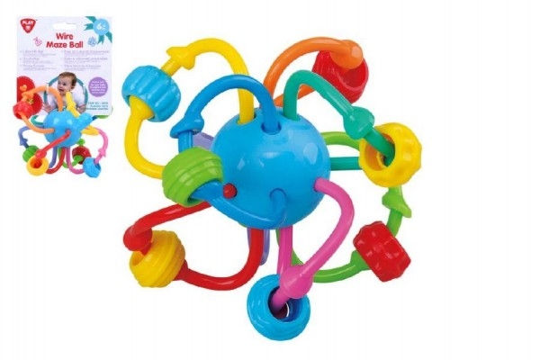 Teddies Hrkálka loptička zamotaný plast 12cm na karte 6m +