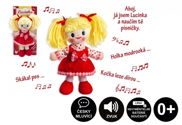 Teddies Bábika Lucinka handrová plyš 30 cm česky spievajúci