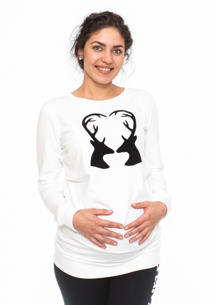 Tehotenské triko, mikina Renifer - biele