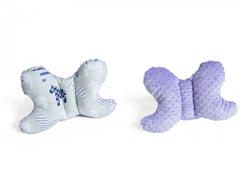 Obojstranný vankúšik Motýlik - Koník, minky fialová