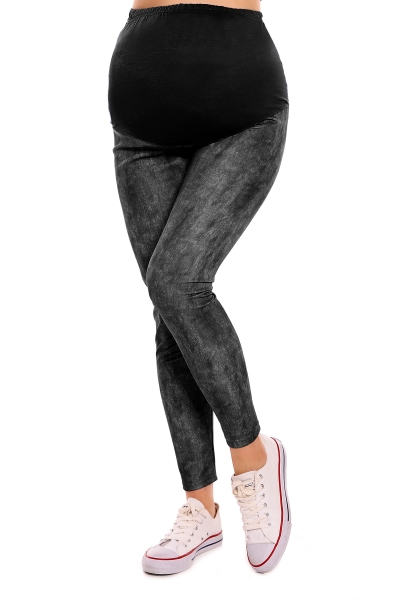 Be MaaMaa Těhotenské legíny - čierne/žíhané, veľ. L/XL