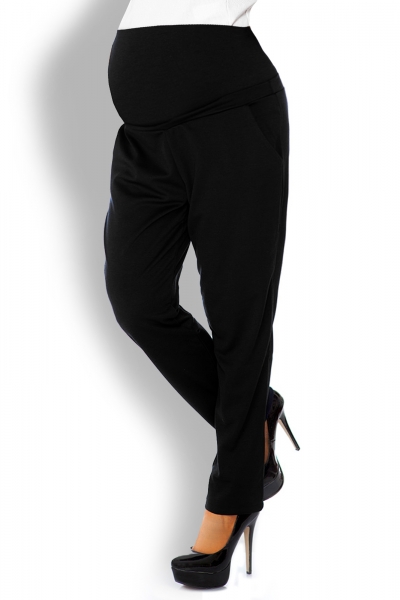 Tehotenské nohavice / tepláky s vysokým pásom -  čierne