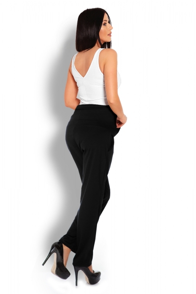 Tehotenské nohavice / tepláky s vysokým pásom -  čierne